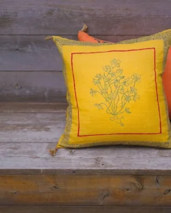 Soil To Studio Best Sellers Aditi Linen Throw PIllow Cover - Yellow