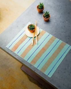 Soil To Studio Arundhati Linen Placemats - Tiffany Blue Kitchen + Dining