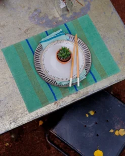 Soil To Studio Kitchen + Dining Arundhati Linen Placemat - Forest Green