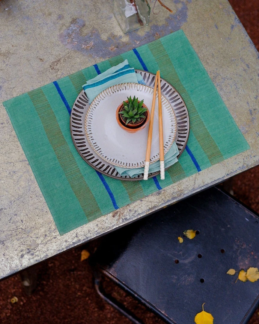 Soil To Studio Kitchen + Dining Arundhati Linen Placemat - Forest Green 4 Soil To Studio Kitchen + Dining Arundhati Linen Placemat - Forest Green