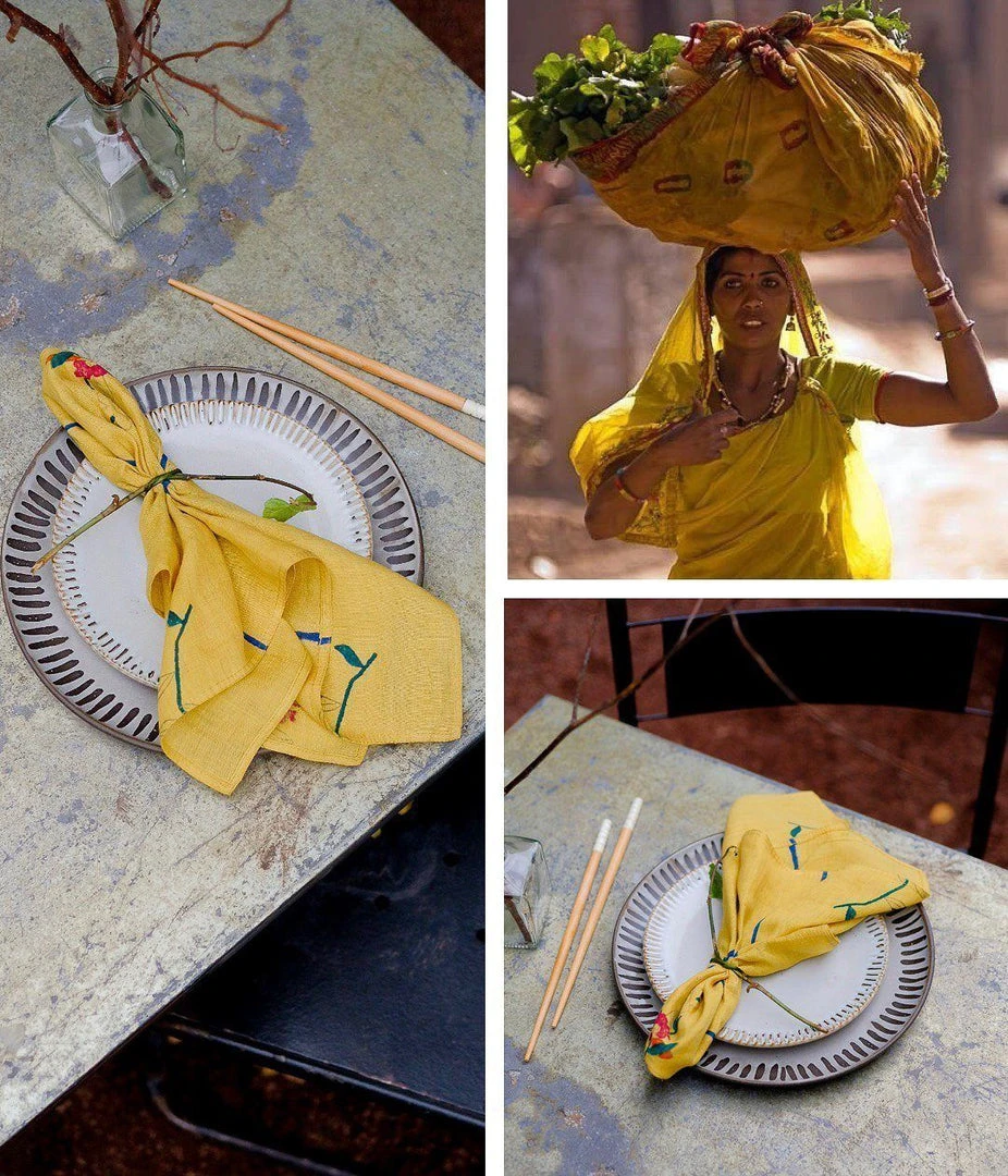 Soil To Studio Zeenat Linen Napkin Set - Dandelion BIPOC Owned 7 Soil To Studio Zeenat Linen Napkin Set - Dandelion BIPOC Owned