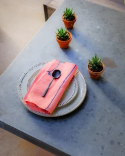 Soil To Studio Kitchen + Dining Zeenat Linen Napkin Set - Flamingo Pink 9 Soil To Studio Kitchen + Dining Zeenat Linen Napkin Set - Flamingo Pink