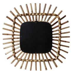 Casa Amarosa Home Goods Square Spike Rattan Mirror