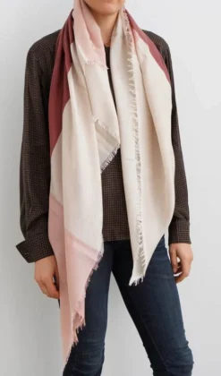 Studio Variously Rosewood Blok Silk And Cashmere Scarf Accessories