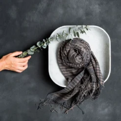 Studio Variously Fawn Checks Merino Scarf 