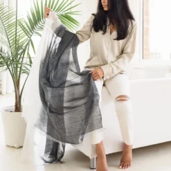 Studio Variously Granite Linen Scarf