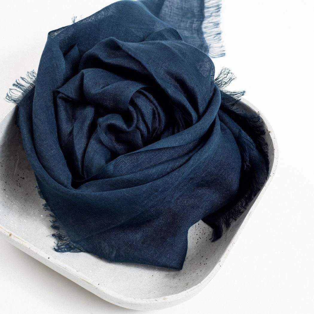 Studio Variously Midnight Blue Linen Scarf Accessories 10 Studio Variously Midnight Blue Linen Scarf Accessories