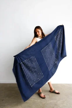 Studio Variously Home Goods Rosewood Indigo Throw Blanket