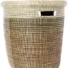 Swahili African Modern Black, Silver & White Half & Half Flat Lid Basket Home Goods 1 Swahili African Modern Black, Silver & White Half & Half Flat Lid Basket Home Goods