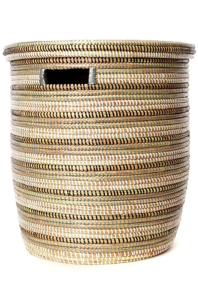 Swahili African Modern Home Goods Black, White And Silver Stripe Peace Corps Hamper 3 Swahili African Modern Home Goods Black, White And Silver Stripe Peace Corps Hamper