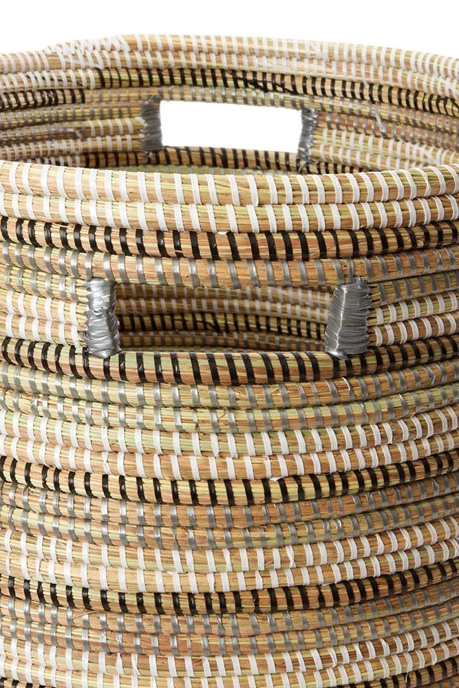 Swahili African Modern Home Goods Black, White And Silver Stripe Peace Corps Hamper 5 Swahili African Modern Home Goods Black, White And Silver Stripe Peace Corps Hamper