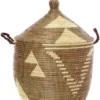Swahili African Modern Brown And Cream Triangle Design Basket 1 Swahili African Modern Brown And Cream Triangle Design Basket