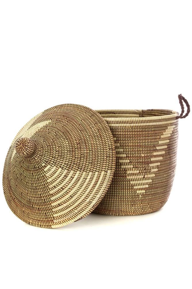Swahili African Modern Brown And Cream Triangle Design Basket 4 Swahili African Modern Brown And Cream Triangle Design Basket