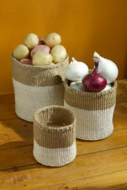 Swahili African Modern Dual Tone Sisal Basket Set Home Goods