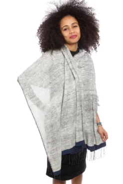 Swahili African Modern Ethiopian Stella Shawl - Blue Accessories