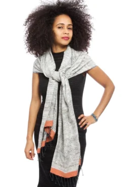 Swahili African Modern Accessories Ethiopian Stella Shawl - Coral