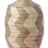 Swahili African Modern Extra Large Silver And White ZigZag Hamper