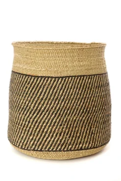 Swahili African Modern Iringa Baskets - Black Diagonal Stripes Home Goods 7 Swahili African Modern Iringa Baskets - Black Diagonal Stripes Home Goods