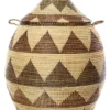 Swahili African Modern Large Black And Cream Dune Laundry Hamper Basket