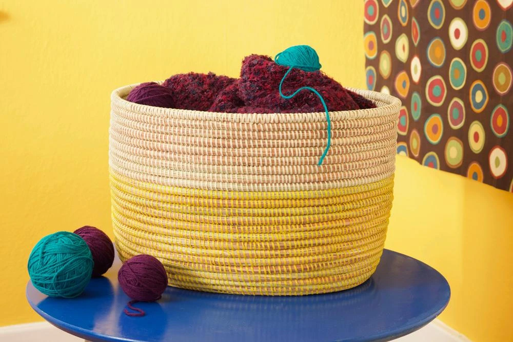 Swahili African Modern Lemon Dipped Knitting Basket 4 Swahili African Modern Lemon Dipped Knitting Basket