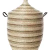 Swahili African Modern Medium Black, Silver + White Striped Laundry Hamper 2 Swahili African Modern Medium Black, Silver + White Striped Laundry Hamper