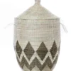 Swahili African Modern Medium Gem Border Laundry Hamper Basket Home Goods