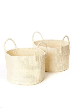 Swahili African Modern Natural Sisal Kamba Floor Basket Home Goods