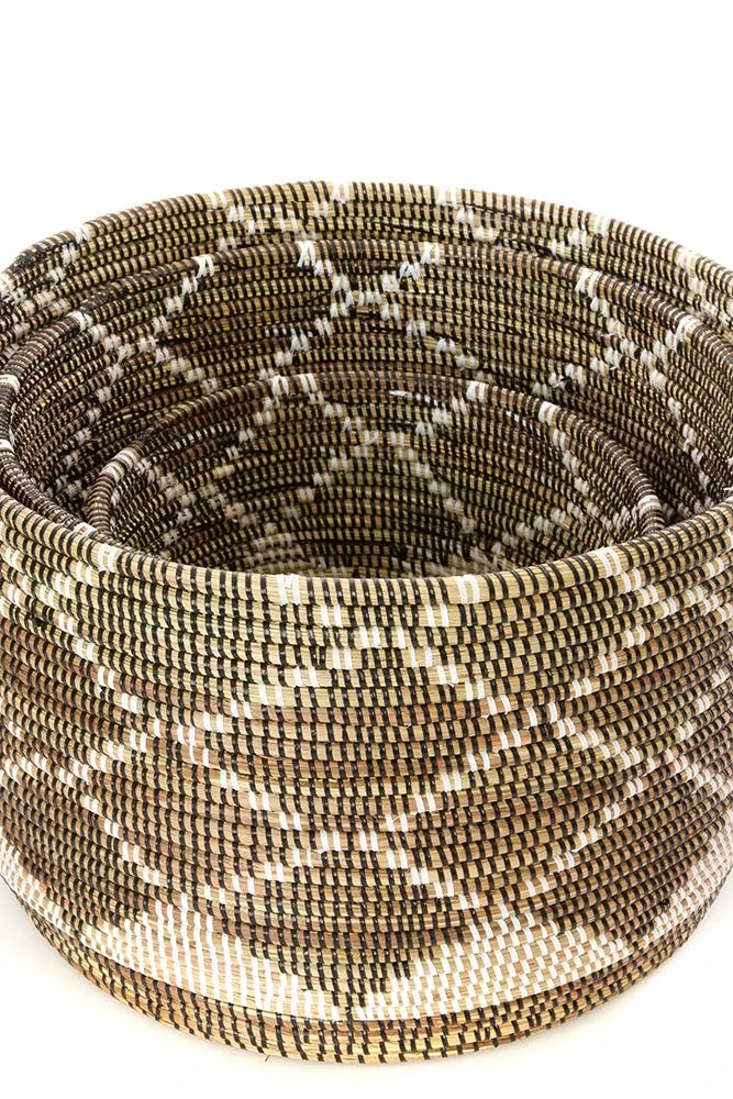 Swahili African Modern Home Goods Diamond Nesting Basket Set 5 Swahili African Modern Home Goods Diamond Nesting Basket Set