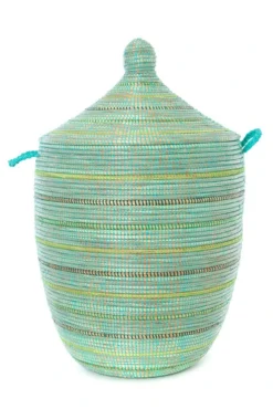Swahili African Modern Home Goods Large Seaside Stripes Laundry Hamper Basket
