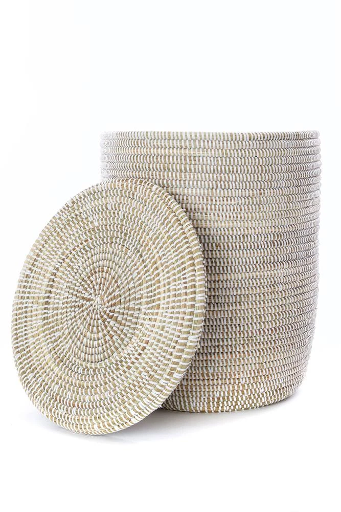 Swahili African Modern Solid White Classic Hamper Set 4 Swahili African Modern Solid White Classic Hamper Set