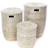 Swahili African Modern Solid White Classic Hamper Set