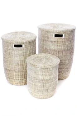 Swahili African Modern Solid White Classic Hamper Set