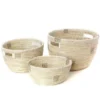 Swahili African Modern Set Of Three White Nesting Baskets