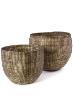 Swahili African Modern Home Goods Black Deep Nesting Basket Set