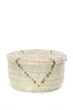 Swahili African Modern Rainbow Garland Lidded Storage Basket Set Staff Favorites