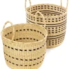 Swahili African Modern Raven Flecked Elephant Grass Baskets Set