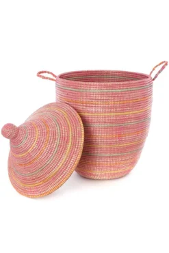 Swahili African Modern Home Goods Large Sunrise Stripes Laundry Hamper Basket