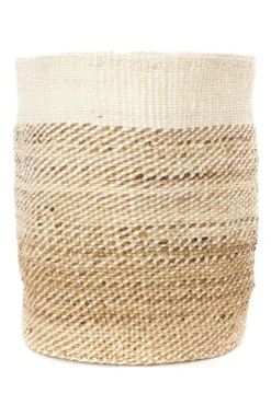 Swahili African Modern Tall Natural Sisal And Banana Fiber Twill Basket Home Goods