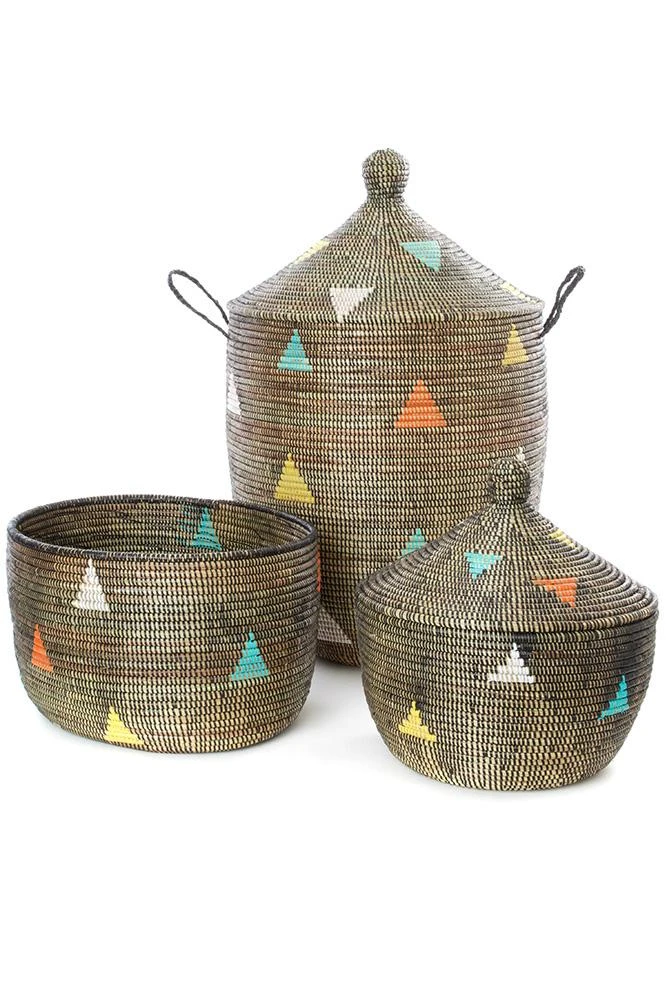 Swahili African Modern Baskets Teranga Triangles Knitting Basket 5 Swahili African Modern Baskets Teranga Triangles Knitting Basket