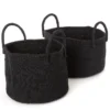 Swahili African Modern Usiku Sisal Kamba Floor Basket - Black Home Goods
