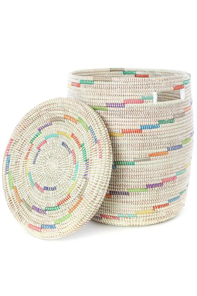 Swahili African Modern Vanilla Sugar Swirl Flat Lid Storage Basket Home Goods 4 Swahili African Modern Vanilla Sugar Swirl Flat Lid Storage Basket Home Goods