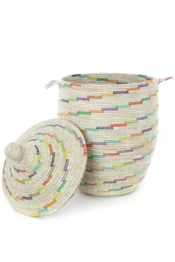 Swahili African Modern Home Goods Large Vanilla Sugar Swirl Laundry Hamper Basket