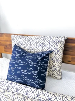 Symbology Best Sellers Art Deco/Stylized Feather Reversible Pillowcase - Navy + Cream