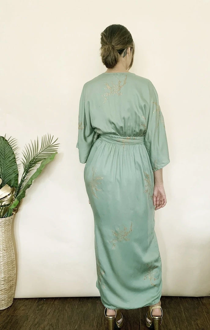 Symbology Sale Cherry Blossom Modal Maxi Wrap - Sage + Gold 4 Symbology Sale Cherry Blossom Modal Maxi Wrap - Sage + Gold