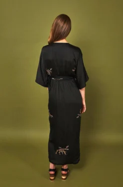 Symbology Best Sellers Cherry Blossom Modal Maxi Wrap - Black + Gold