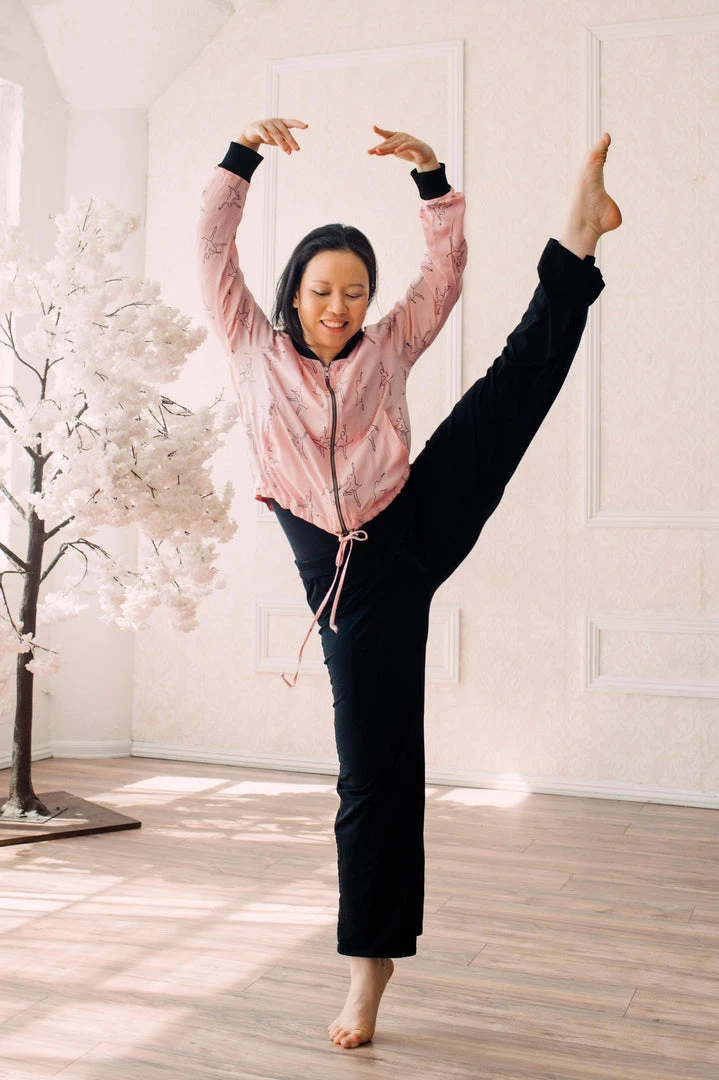 Symbology Dancing Ballerina Modal Bomber - Pink + Black 4 Symbology Dancing Ballerina Modal Bomber - Pink + Black