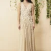 Symbology Special Occasion Floral Ombre Maxi Gown - Champagne + Cream