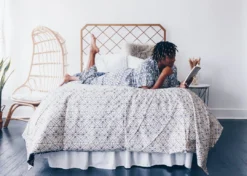 Symbology Geo Starburst Modal Pajama Set - Navy + Cream