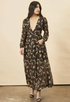 Symbology Hibiscus Flower Empress Maxi - Black + Gold Best Sellers