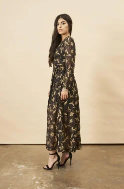 Symbology Hibiscus Flower Empress Maxi - Black + Gold Best Sellers